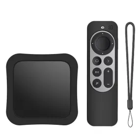 1 Set Silicone Case   Remote Cover for 2022 Apple TV 4K Wi-Fi TV Box Remote Cover- Black