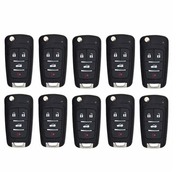 10 x GM Style / 4-Button Universal Remote Flip Key for VVDI Key Tool (Wireless) (Pack of 10)