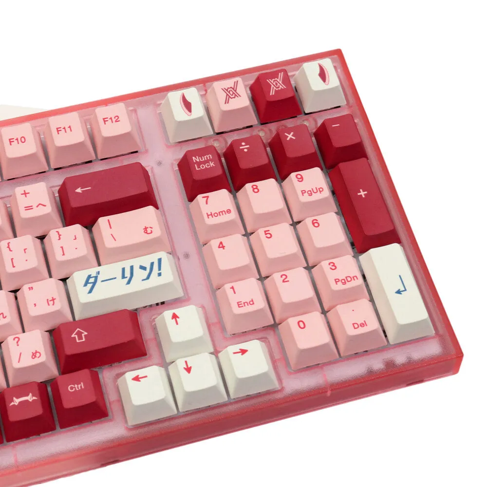 129 Keys Pink/Blue Keycap Set Cherry Profile PBT Sublimation Japanese Custom Keycaps for Mechanical Keyboards