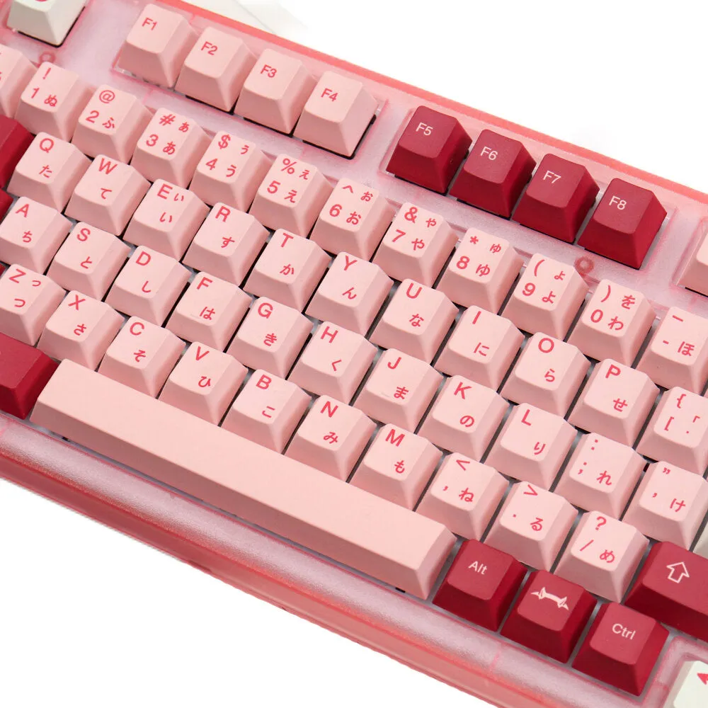 129 Keys Pink/Blue Keycap Set Cherry Profile PBT Sublimation Japanese Custom Keycaps for Mechanical Keyboards