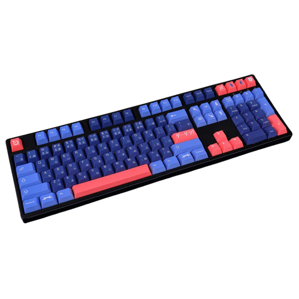 129 Keys Pink/Blue Keycap Set Cherry Profile PBT Sublimation Japanese Custom Keycaps for Mechanical Keyboards