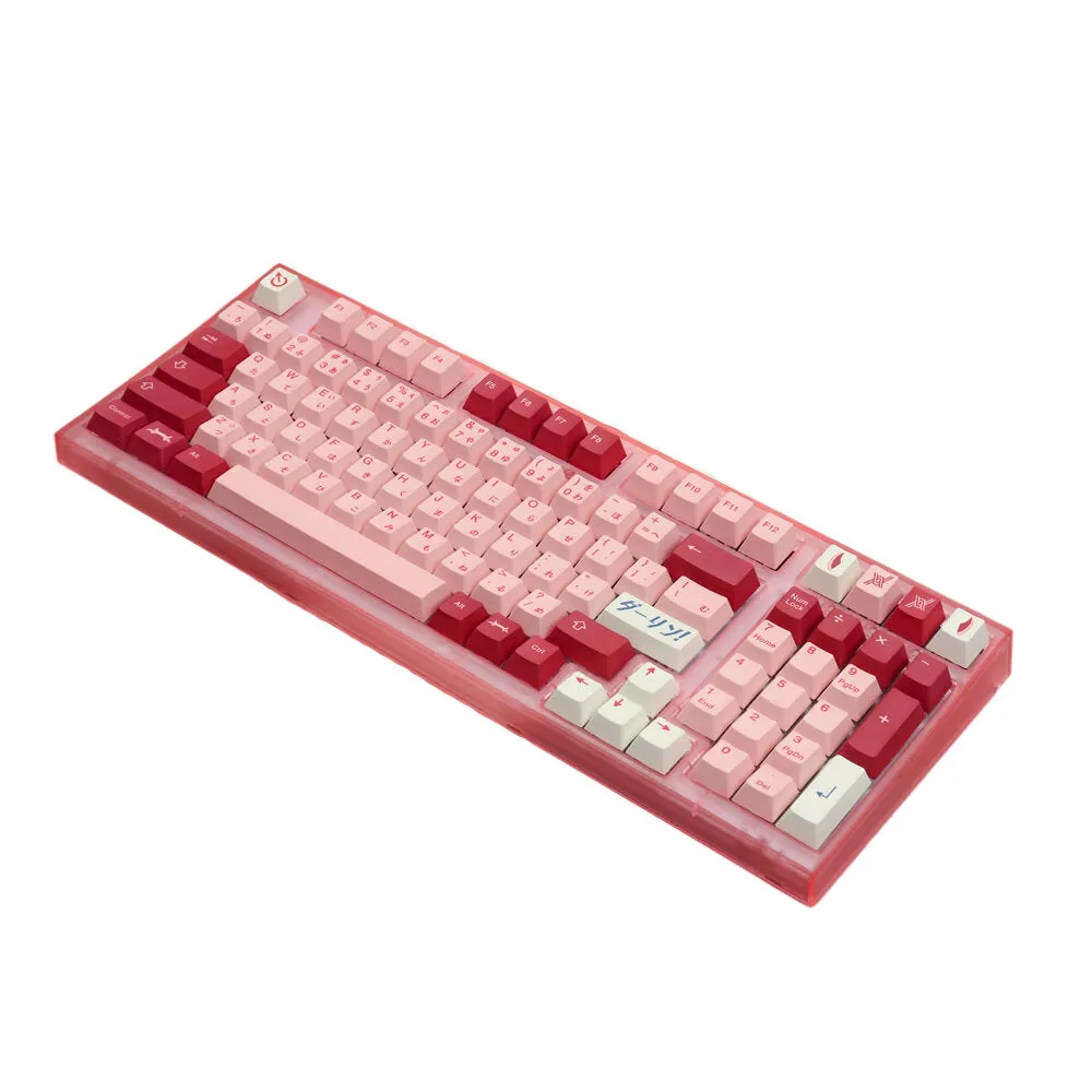 129 Keys Pink/Blue Keycap Set Cherry Profile PBT Sublimation Japanese Custom Keycaps for Mechanical Keyboards