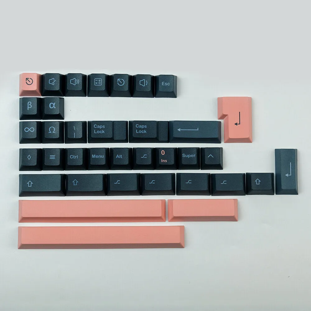 140 Keys Black&Pink Keycap Set Cherry Profile PBT Sublimation Keycaps for Mechanical Keyboard