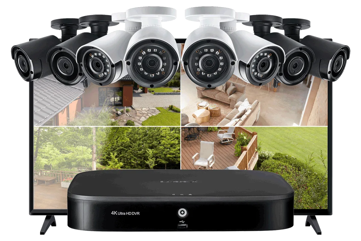 16-Channel System with 4 Wireless and 4 2K Resolution Security Cameras and 43"" Monitor