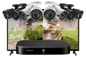 16-Channel System with 4 Wireless and 4 2K Resolution Security Cameras and 43"" Monitor