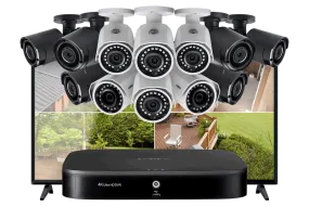 16-Channel System with 6 Wireless and 6 2K Resolution Security Cameras and 43"" Monitor