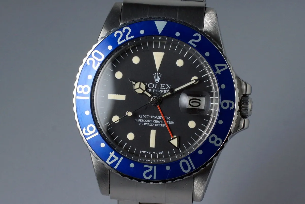 1975 Rolex GMT 1675 Radial Dial with Blueberry Insert