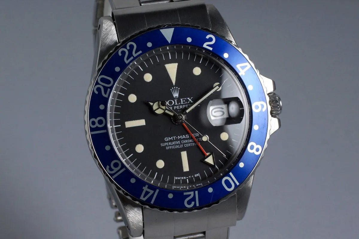 1975 Rolex GMT 1675 Radial Dial with Blueberry Insert