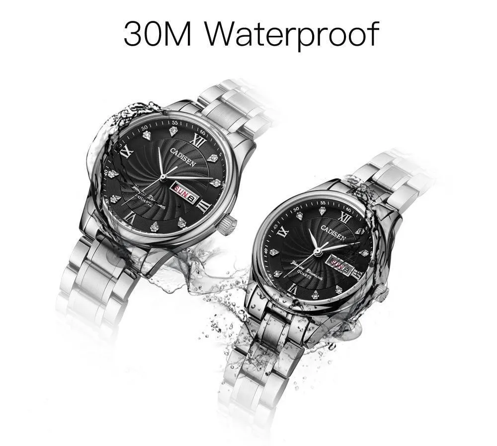 2 Pack Couple Watch Mens Quartz Watches Top Brand Luxury Ladies Dress Wristwatch Set