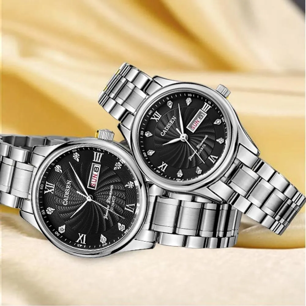 2 Pack Couple Watch Mens Quartz Watches Top Brand Luxury Ladies Dress Wristwatch Set