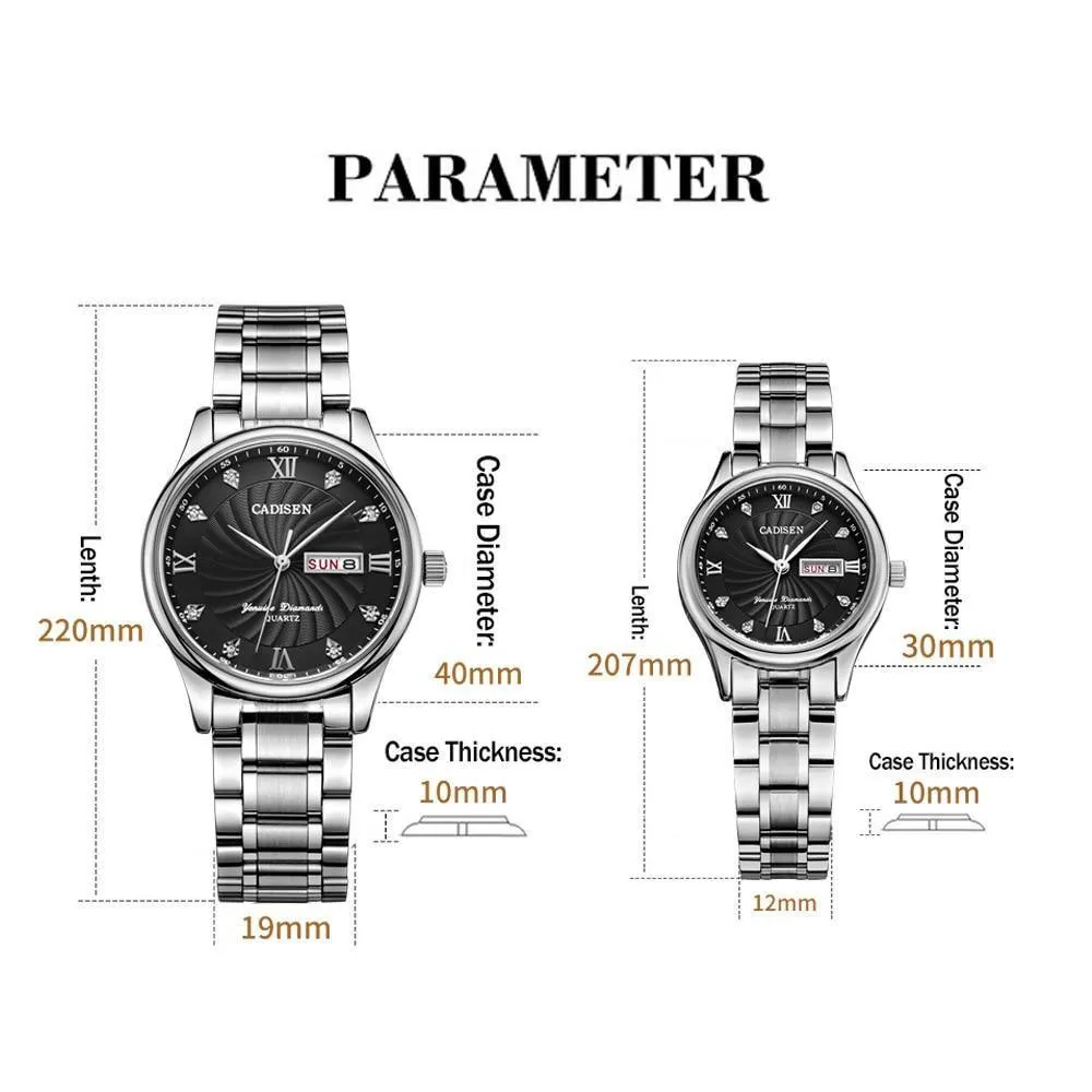 2 Pack Couple Watch Mens Quartz Watches Top Brand Luxury Ladies Dress Wristwatch Set