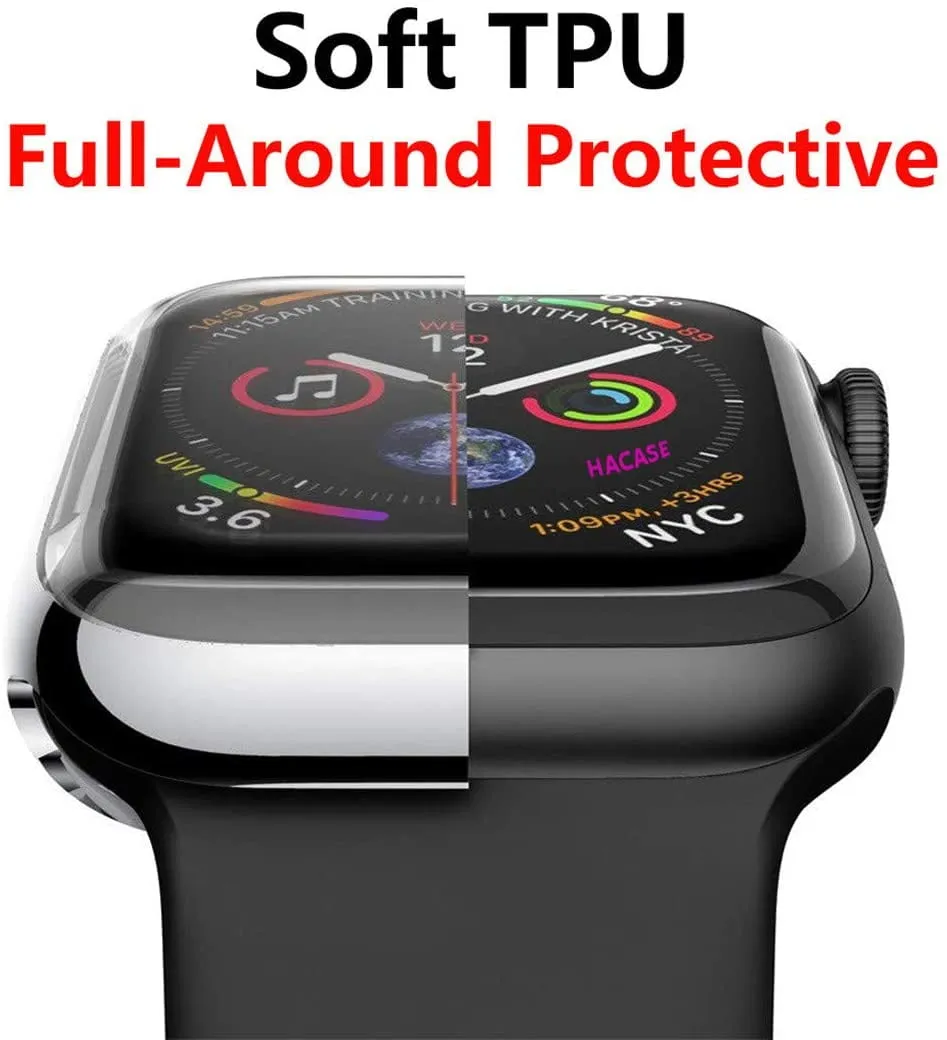 2 Pack Screen Protector 45mm Case for Apple Watch Series 9 8 7 45mm Screen Protector Case, Soft TPU Full Coverage Front Protective Shockproof iWatch Bumper Cover (Silver Silver, 45mm)