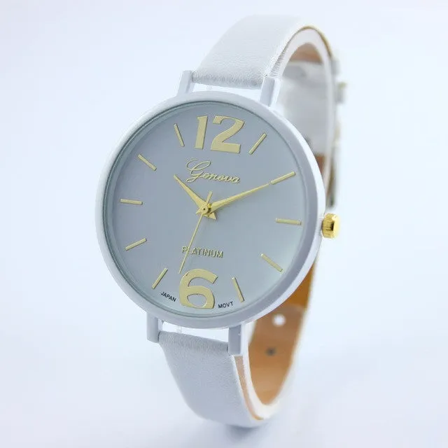 2016 Fashion Women Bracelet Watch Geneva Famous brand Ladies Faux Leather Analog Quartz Wrist Watch Clock Women relojes mujer