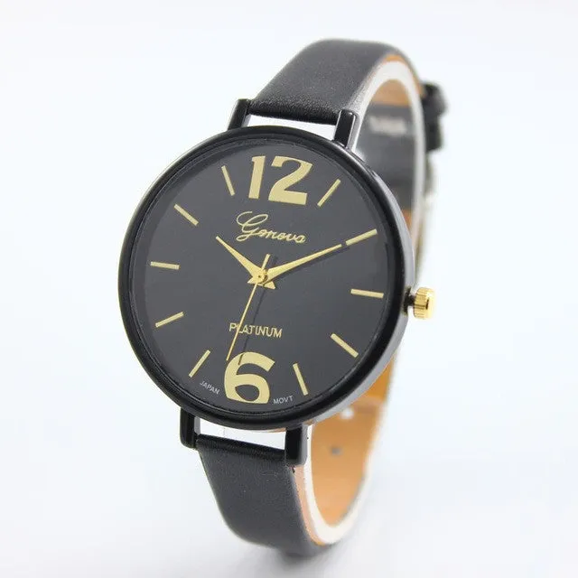 2016 Fashion Women Bracelet Watch Geneva Famous brand Ladies Faux Leather Analog Quartz Wrist Watch Clock Women relojes mujer