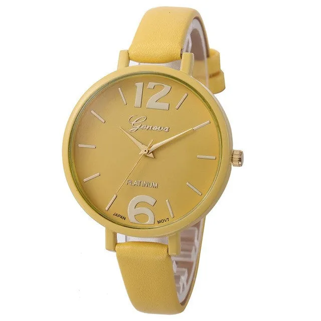 2016 Fashion Women Bracelet Watch Geneva Famous brand Ladies Faux Leather Analog Quartz Wrist Watch Clock Women relojes mujer