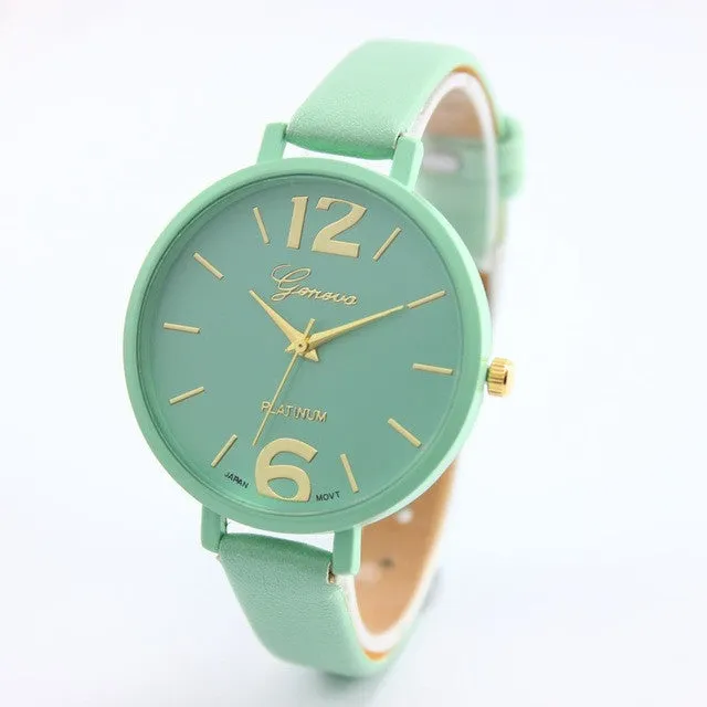 2016 Fashion Women Bracelet Watch Geneva Famous brand Ladies Faux Leather Analog Quartz Wrist Watch Clock Women relojes mujer