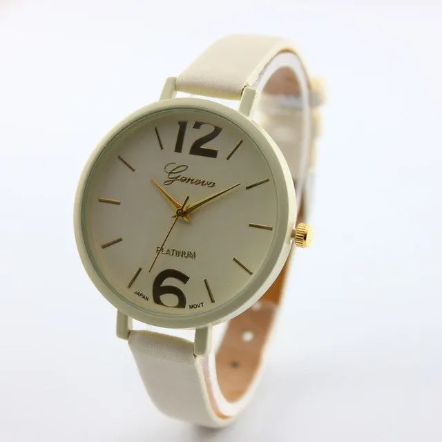 2016 Fashion Women Bracelet Watch Geneva Famous brand Ladies Faux Leather Analog Quartz Wrist Watch Clock Women relojes mujer