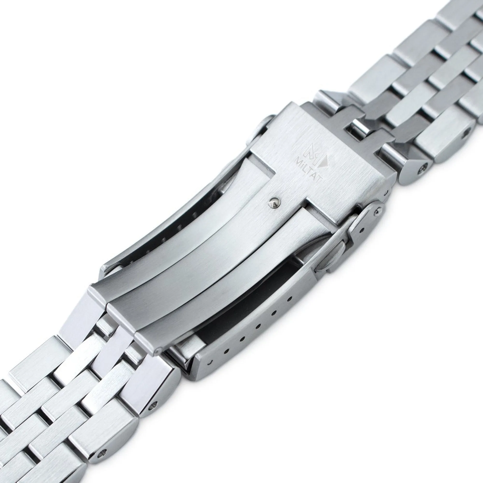 20mm Angus-J Louis JUB Watch Band compatible with Seiko SARB035, 316L Stainless Steel Brushed V-Clasp