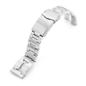 20mm Retro Shaver Blade QR Watch Band Straight End Quick Release, 316L Stainless Steel Brushed V-Clasp