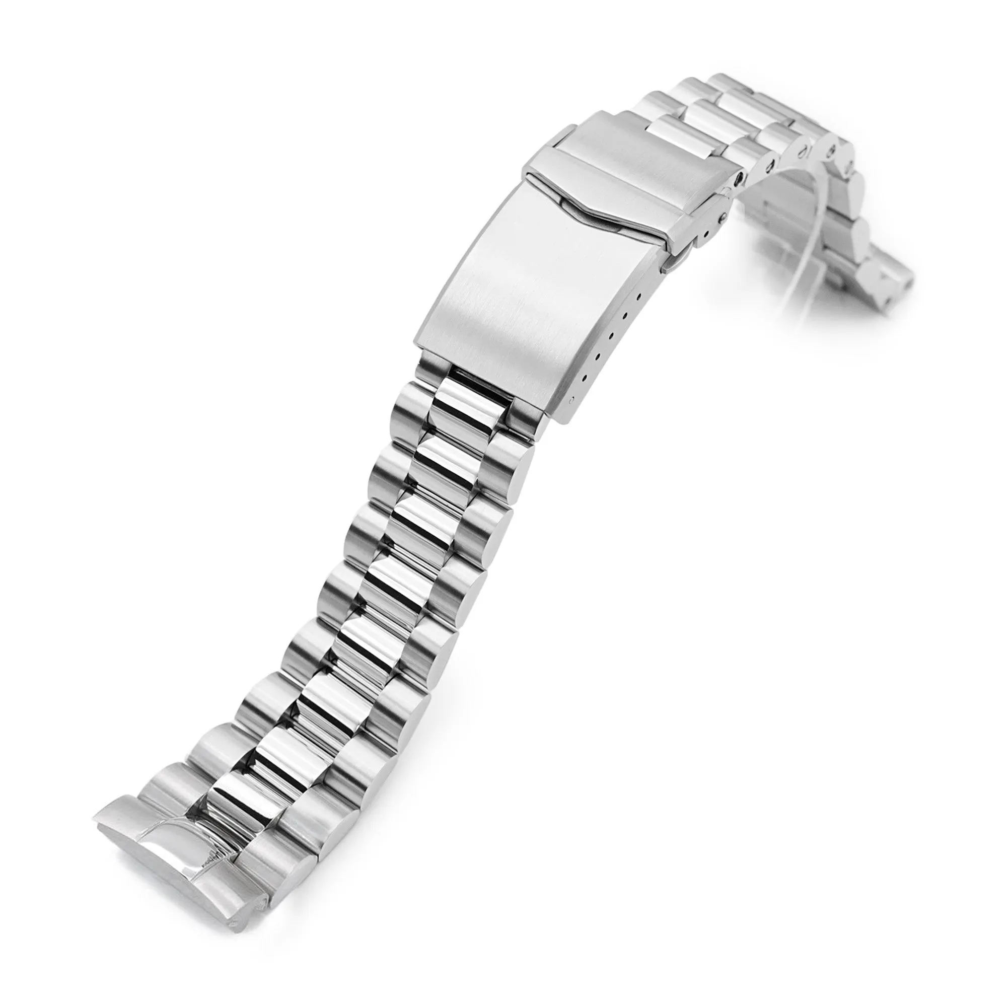 22mm Endmill Watch Band for Seiko New Turtles SRP777 SRP775 SRPA21 (PADI), Stainless Steel - Brushed, Polished Center Links, V Diver Clasp