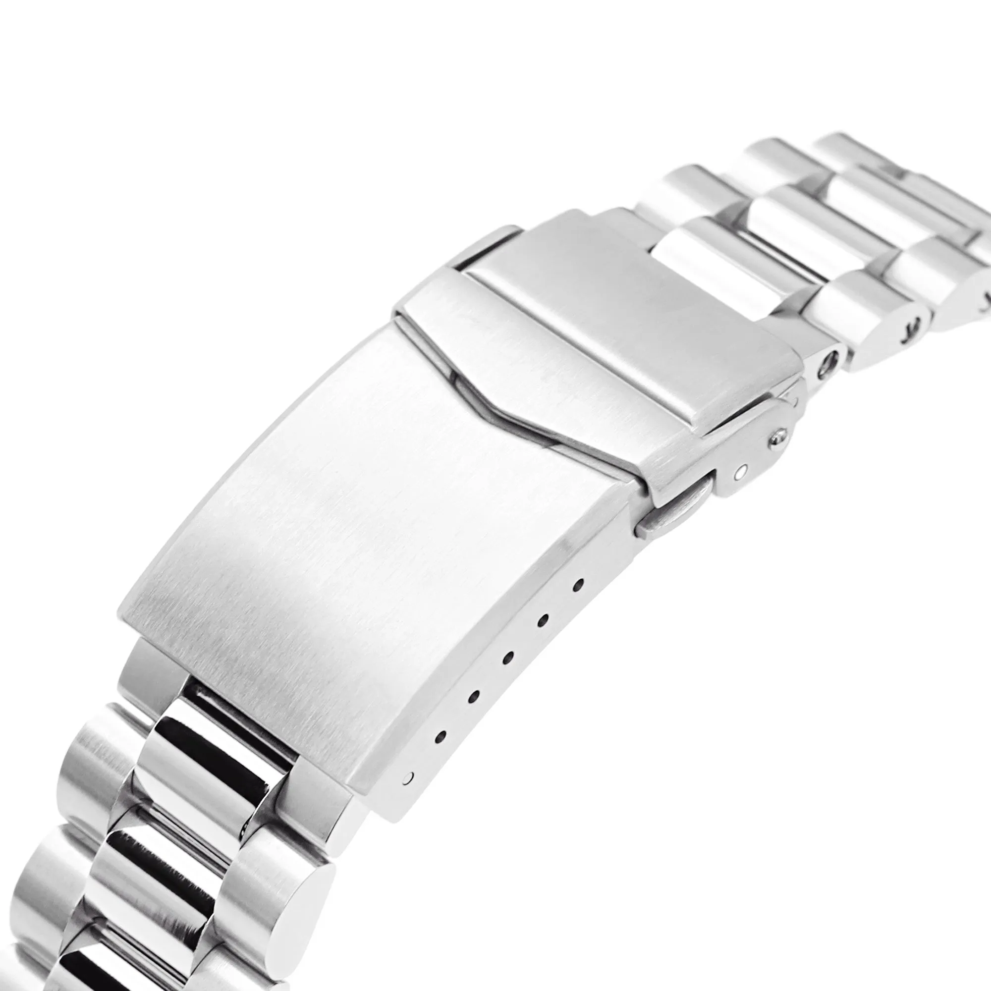 22mm Endmill Watch Band for Seiko New Turtles SRP777 SRP775 SRPA21 (PADI), Stainless Steel - Brushed, Polished Center Links, V Diver Clasp