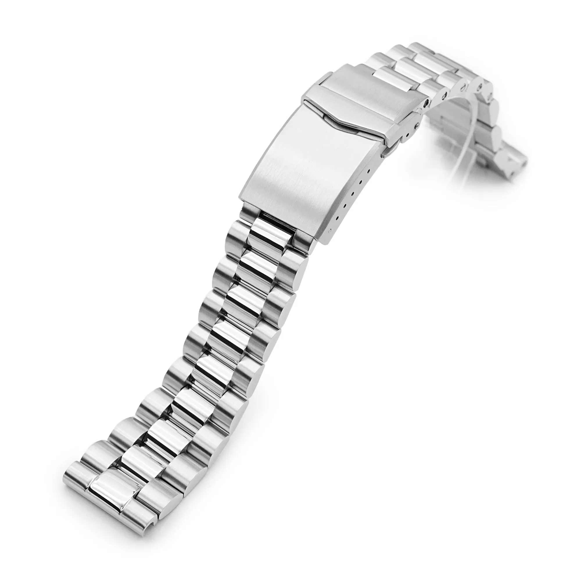 22mm Endmill Watch Band Straight End, 316L Stainless Steel Brushed and Polished V-Clasp