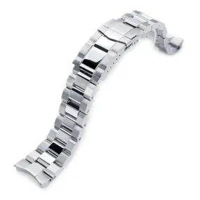 22mm Hexad Watch Band for Seiko Samurai SRPB51 SRPB09 SRPC93, Stainless Steel - Brushed, Polished Center Links, SUB Diver Clasp