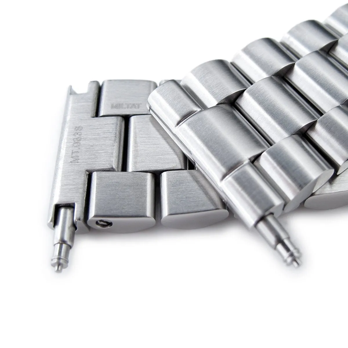 22mm Solid Endmill Metal Watch Band Straight End, 316L Stainless Steel V-Clasp Button Double Lock