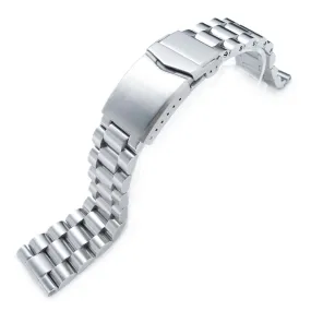 22mm Solid Endmill Metal Watch Band Straight End, 316L Stainless Steel V-Clasp Button Double Lock