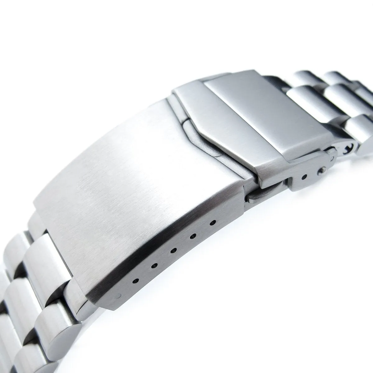 22mm Solid Endmill Metal Watch Band Straight End, 316L Stainless Steel V-Clasp Button Double Lock