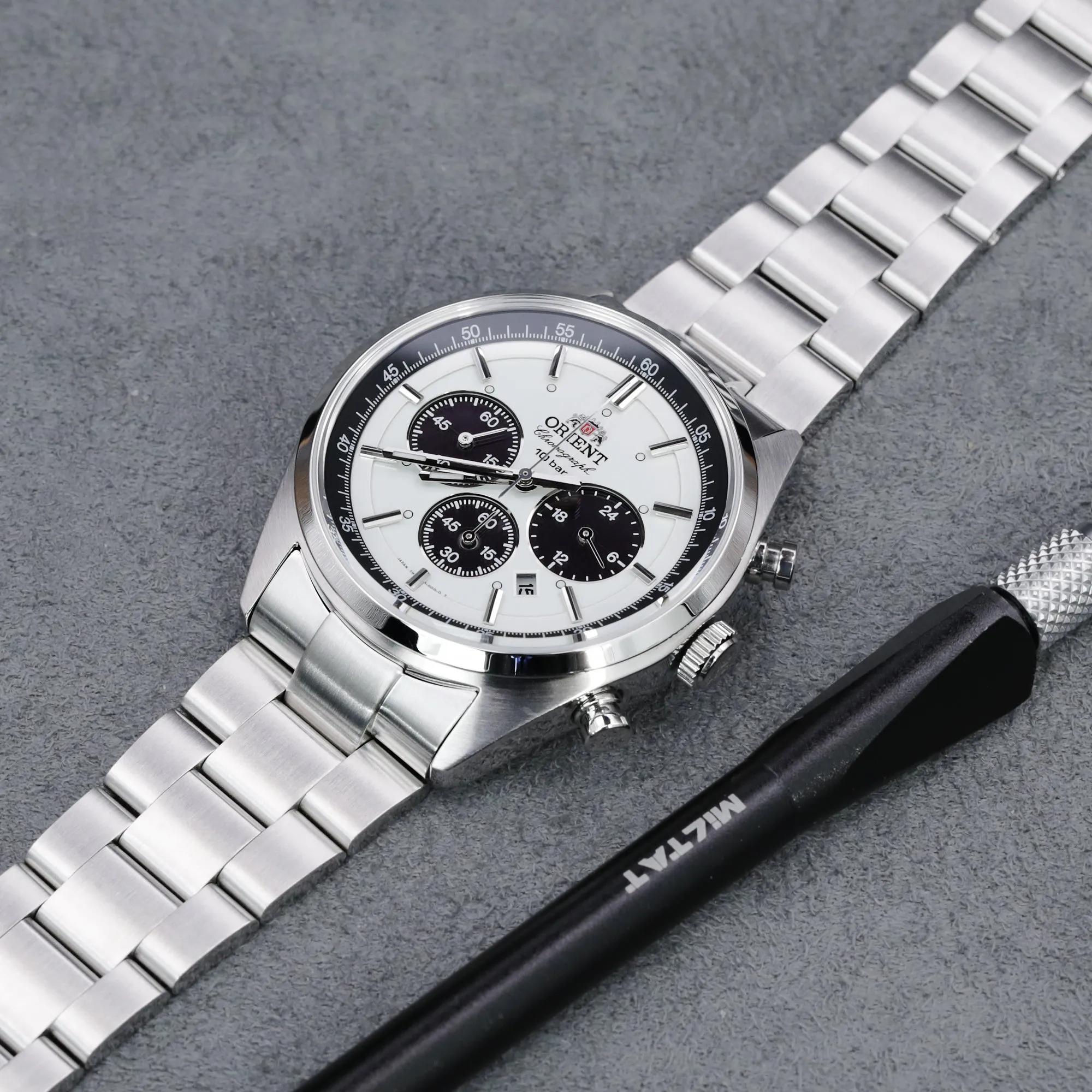 22mm Super-O Boyer Watch Band compatible with Orient Mako II & Ray II, 316L Stainless Steel V-Clasp Button Double Lock