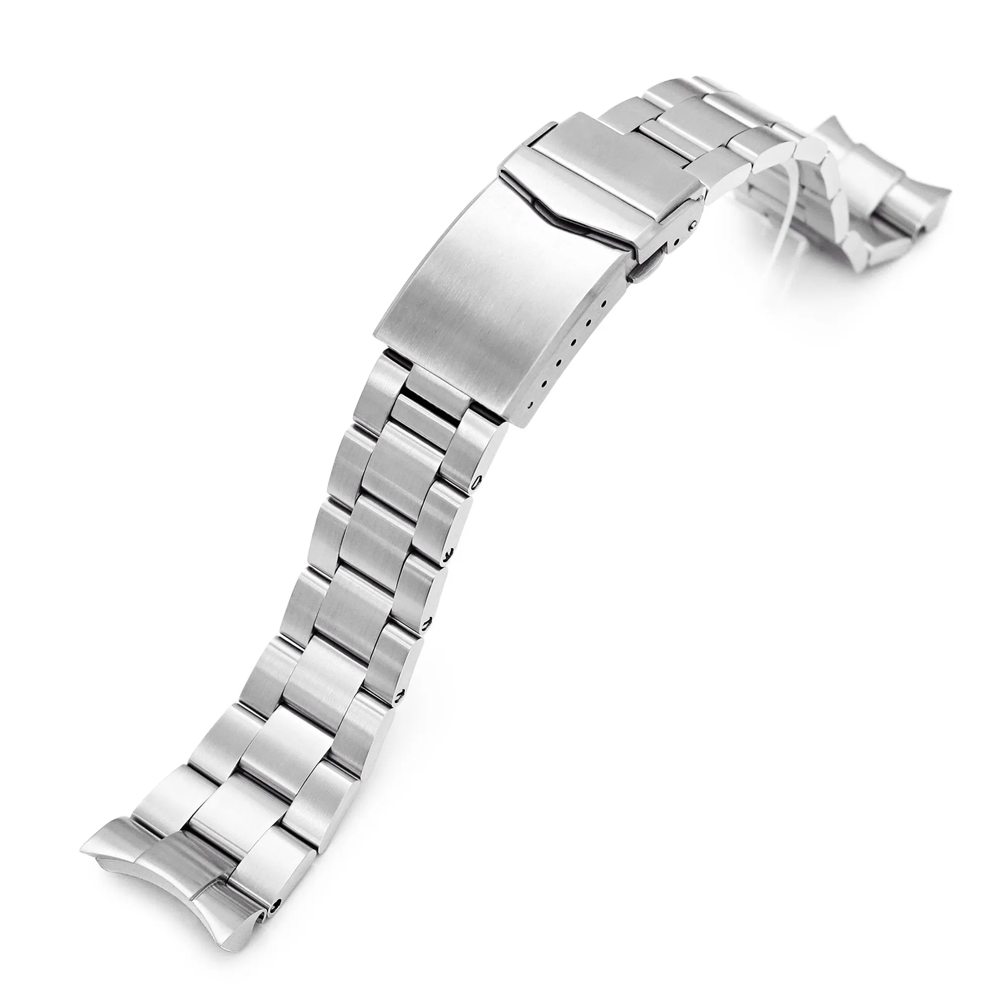 22mm Super-O Boyer Watch Band compatible with Orient Mako II & Ray II, 316L Stainless Steel V-Clasp Button Double Lock