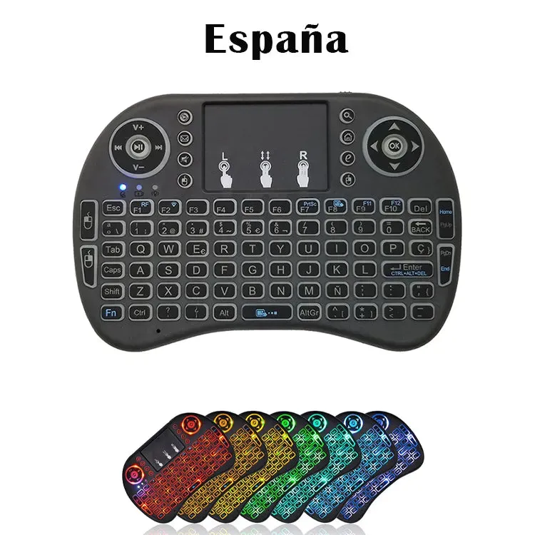 2.4G Air mouse with Touchpad keyboard i8 English French Spanish Russian Backlit Mini Wireless Keyboard for PC Android TV Box