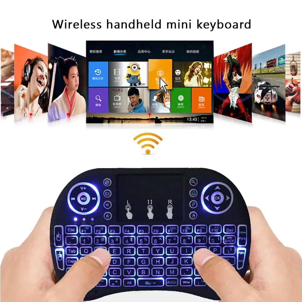 2.4G Air mouse with Touchpad keyboard i8 English French Spanish Russian Backlit Mini Wireless Keyboard for PC Android TV Box