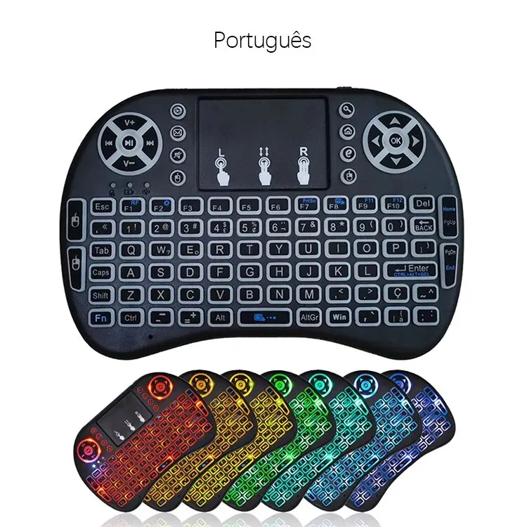 2.4G Air mouse with Touchpad keyboard i8 English French Spanish Russian Backlit Mini Wireless Keyboard for PC Android TV Box