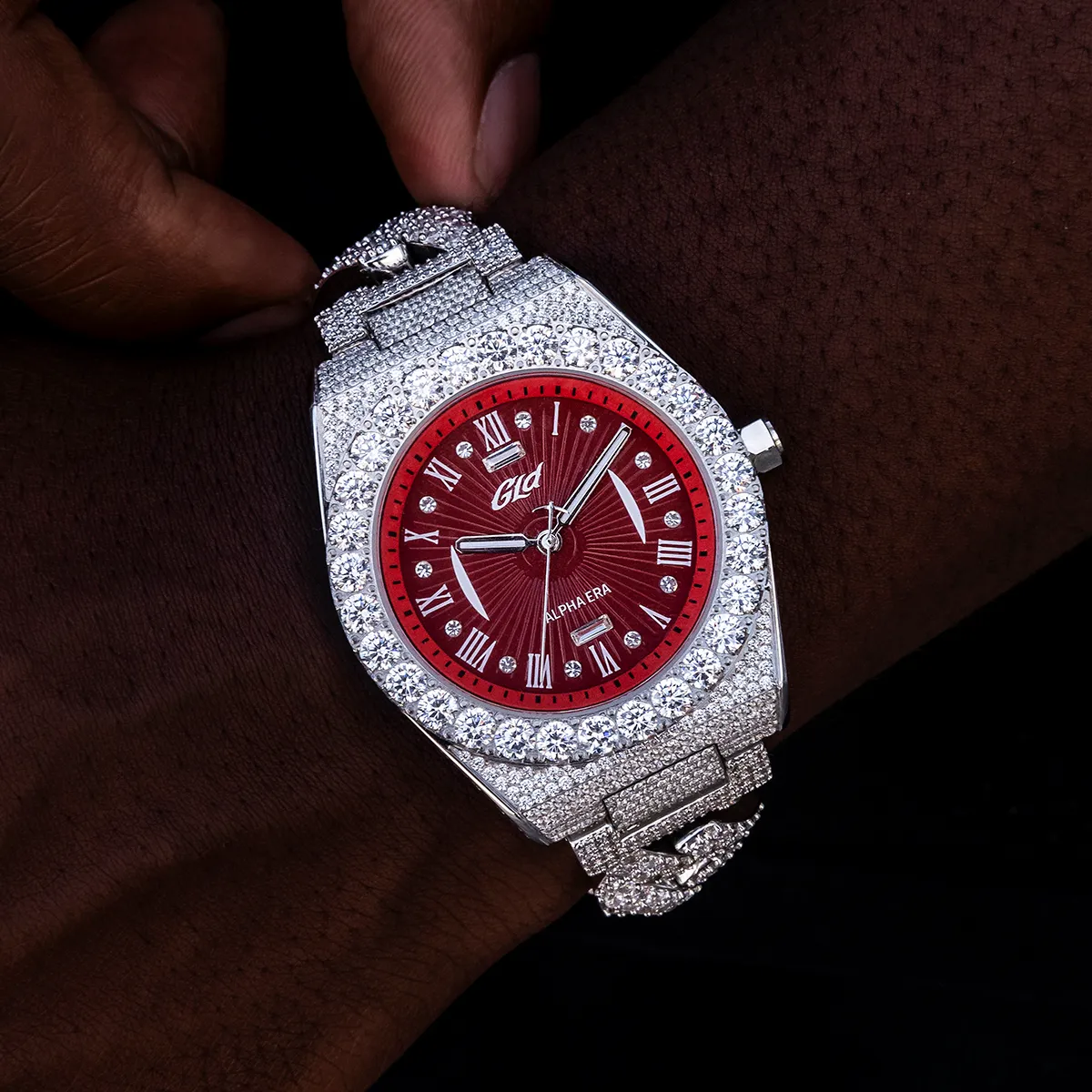 42MM Fully Iced Alpha Era® w/Diamond Prong Link Band