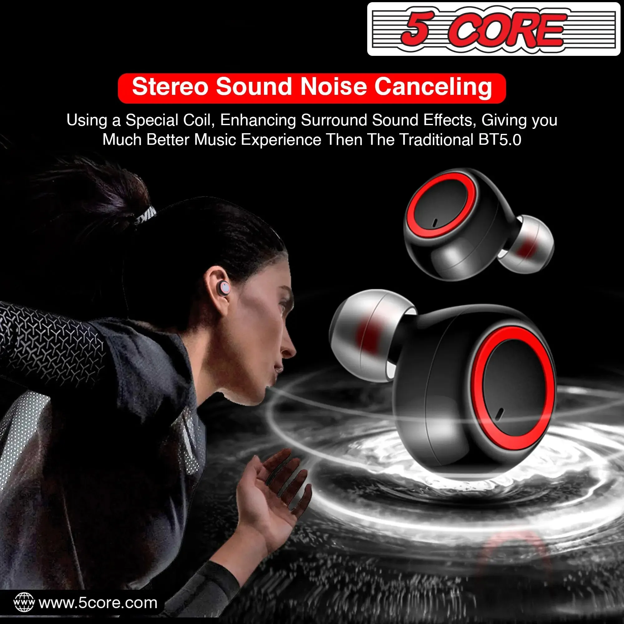 5Core Wireless Ear Buds  Mini Bluetooth Noise Cancelling Earbud