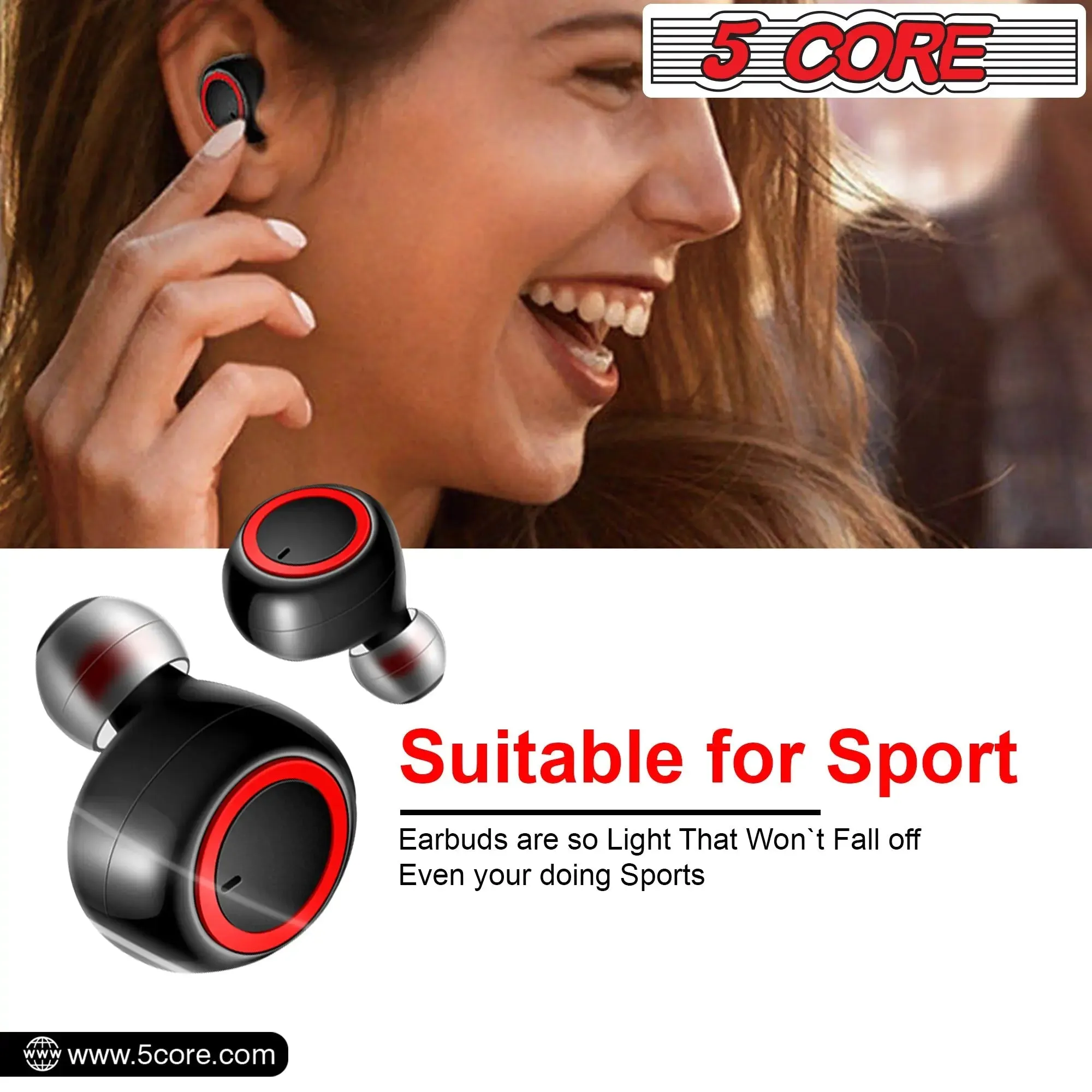 5Core Wireless Ear Buds  Mini Bluetooth Noise Cancelling Earbud