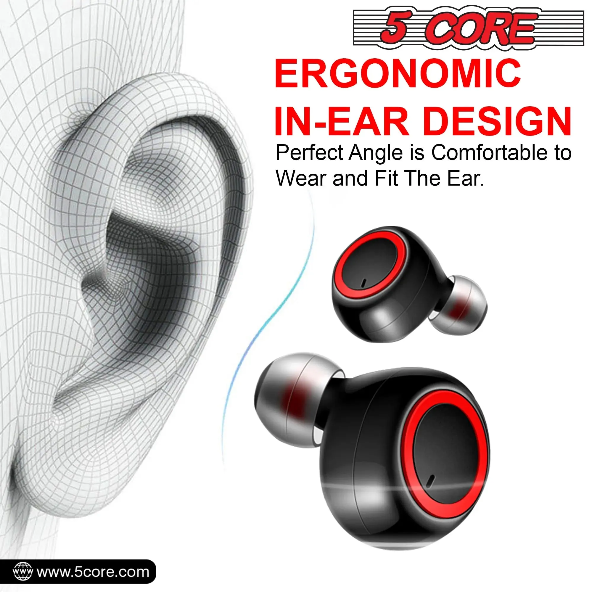 5Core Wireless Ear Buds  Mini Bluetooth Noise Cancelling Earbud