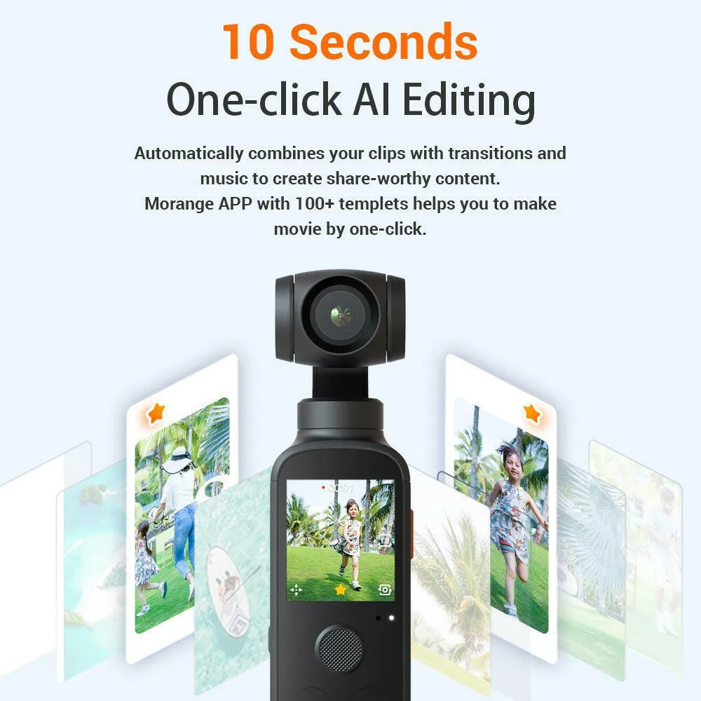 90FUN Capture 1 Vlogging Camera Handheld 3-Axis Stabilized Gimbal Vlog Camera One-click Editing AI Smart Tracking 4K/60fps Video 116°  Wide Angle Lens Built-in Battery Multiple Modes Pocket-Sized