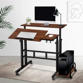 Adjustable Twin Laptop Desk, Dark Wood, 80CM - Artiss