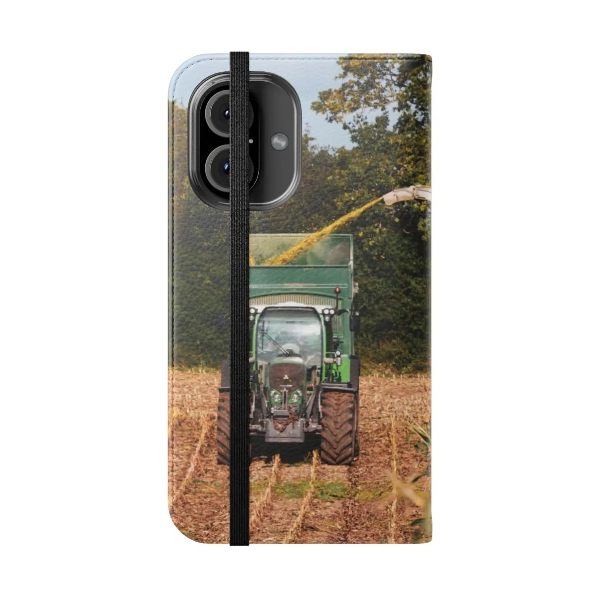 Agricultural Machinery Flip Phone Case with Farming Landscape Design