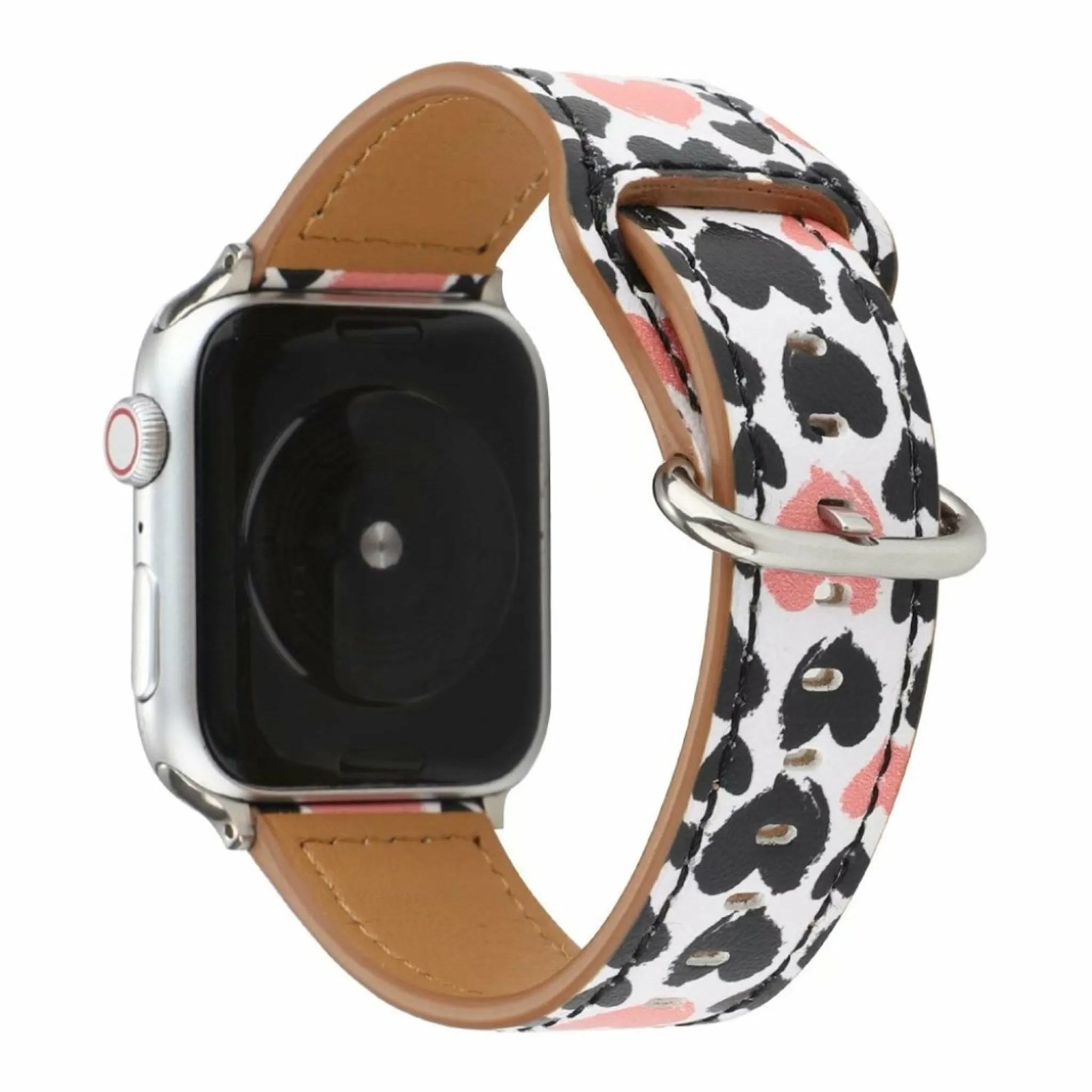 Apple Watch Series 6 / 5 44mm pattern genuine leather watch band - Black Hearts