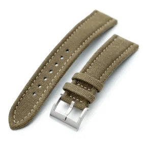 Aviator Style Khaki Canvas Quick Release Watch Band, 20mm or 22mm