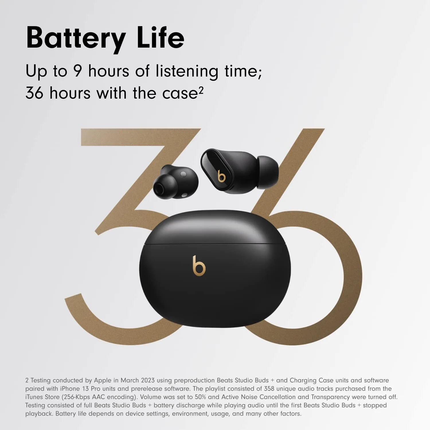 Beats Studio Buds   | True Wireless Noise Cancelling Earbuds, Enhanced Apple & Android Compatibility, Built-in Microphone, Sweat Resistant Bluetooth Headphones, Spatial Audio - Black/Gold