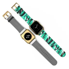 Blue Camo Apple Watch Band, Army Print 38mm/42mm Designer Watch Band- Made in USA