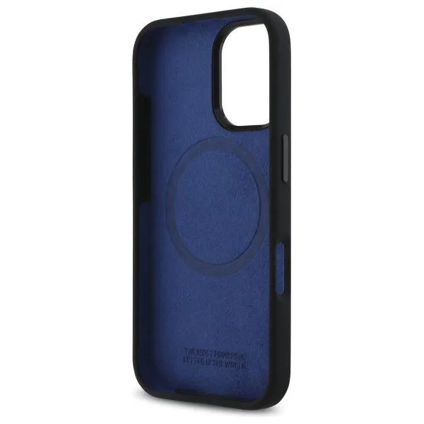 BMW M Series Silicone Hexagon Blue Line Case with MagSafe for iPhone 16 6.1" Black - BMHMP16S23SHEB