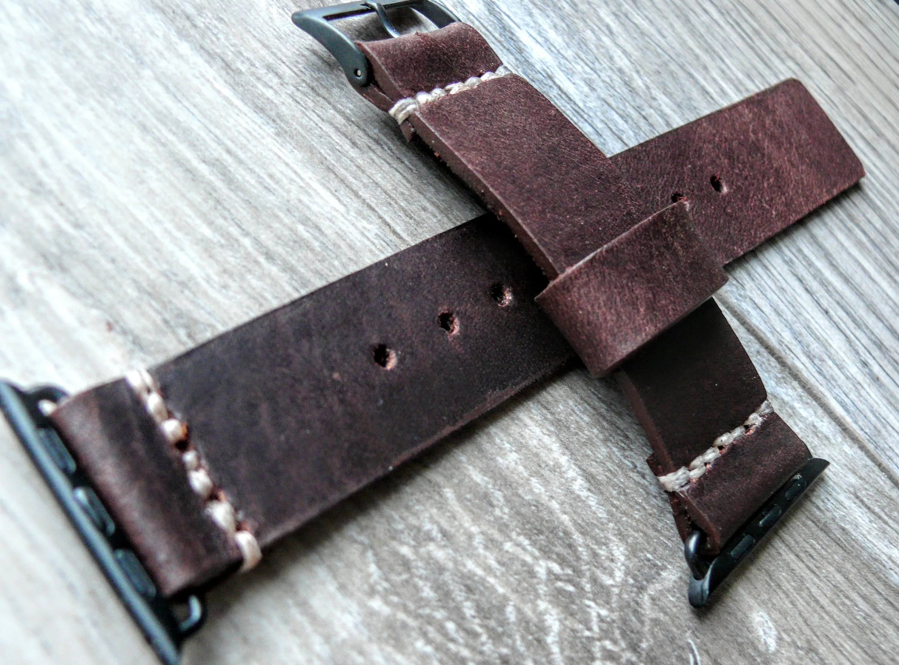 Burgundy brown leather Apple Watch Band • Apple Watch Strap Custom Made