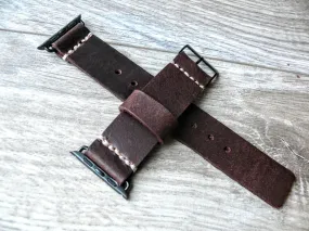 Burgundy brown leather Apple Watch Band • Apple Watch Strap Custom Made