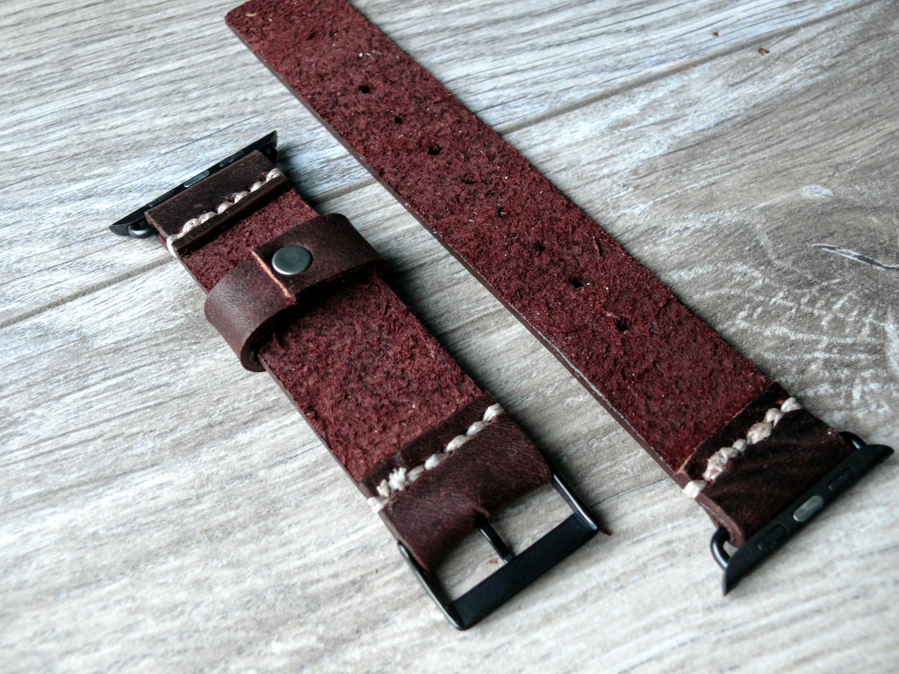 Burgundy brown leather Apple Watch Band • Apple Watch Strap Custom Made